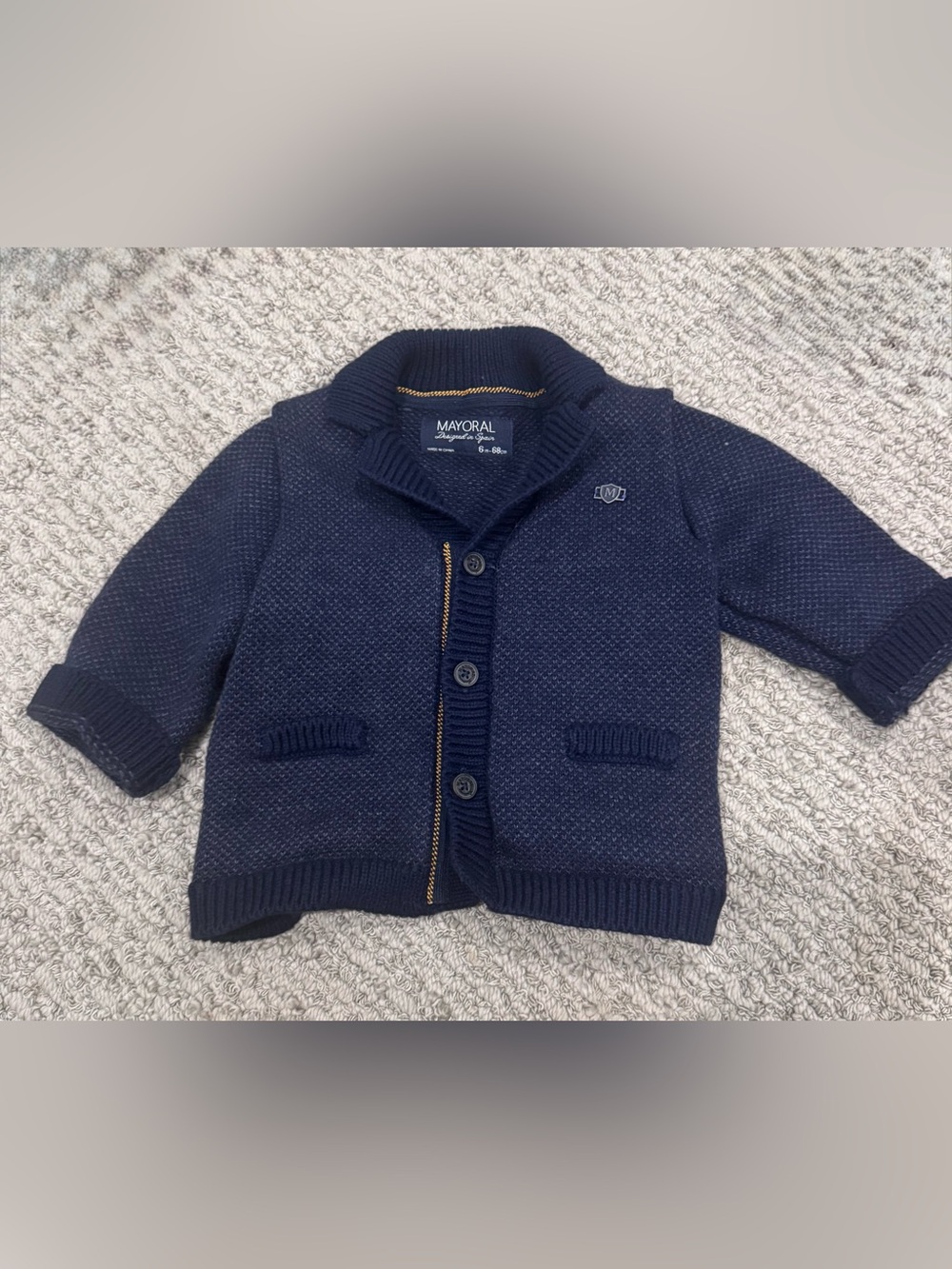 Mayoral Baby Cardigan Sweater – 6 Months – Navy Blue